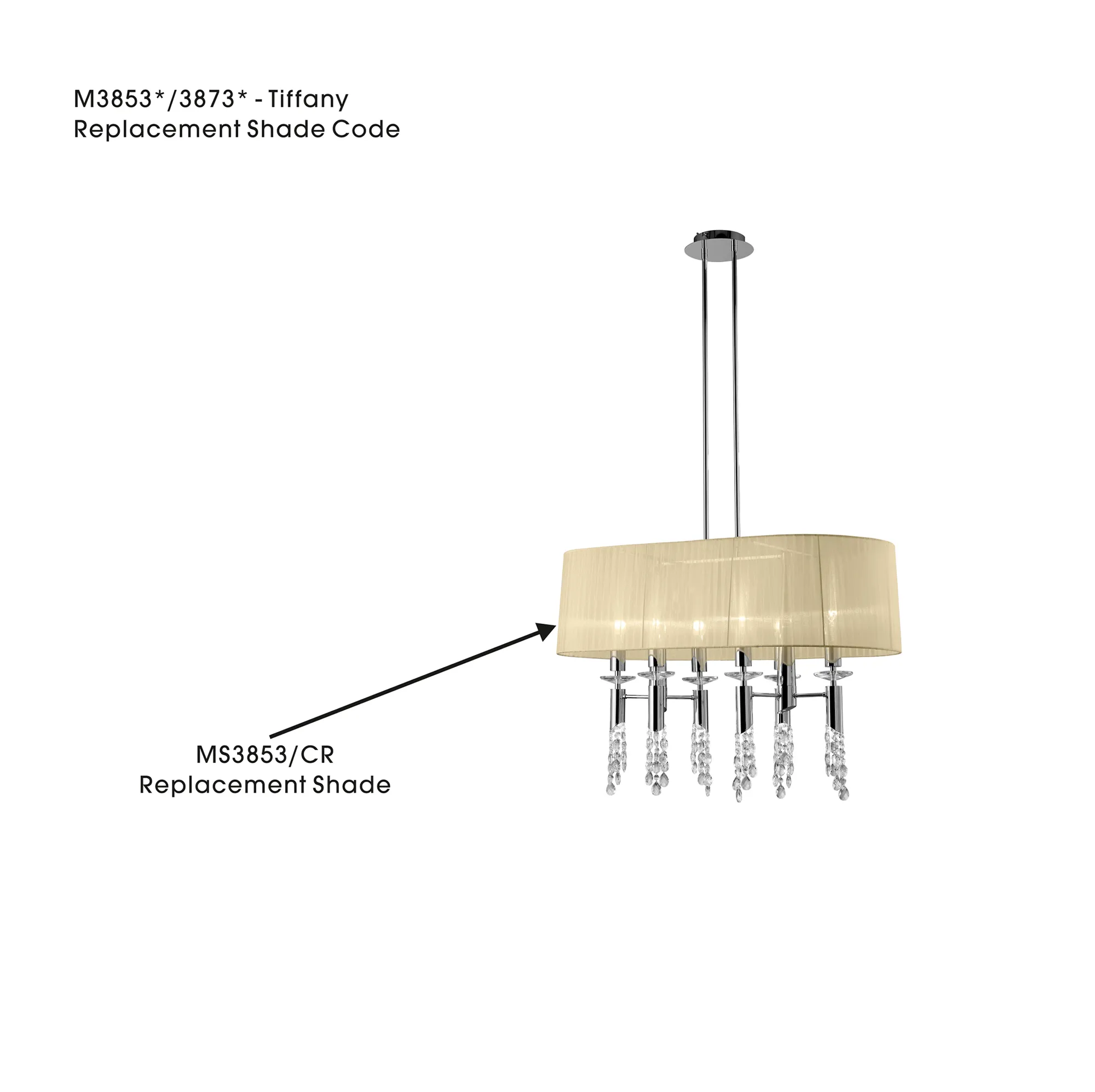 MS3853/CR  Tiffany Shade For M3853/3873 Cream